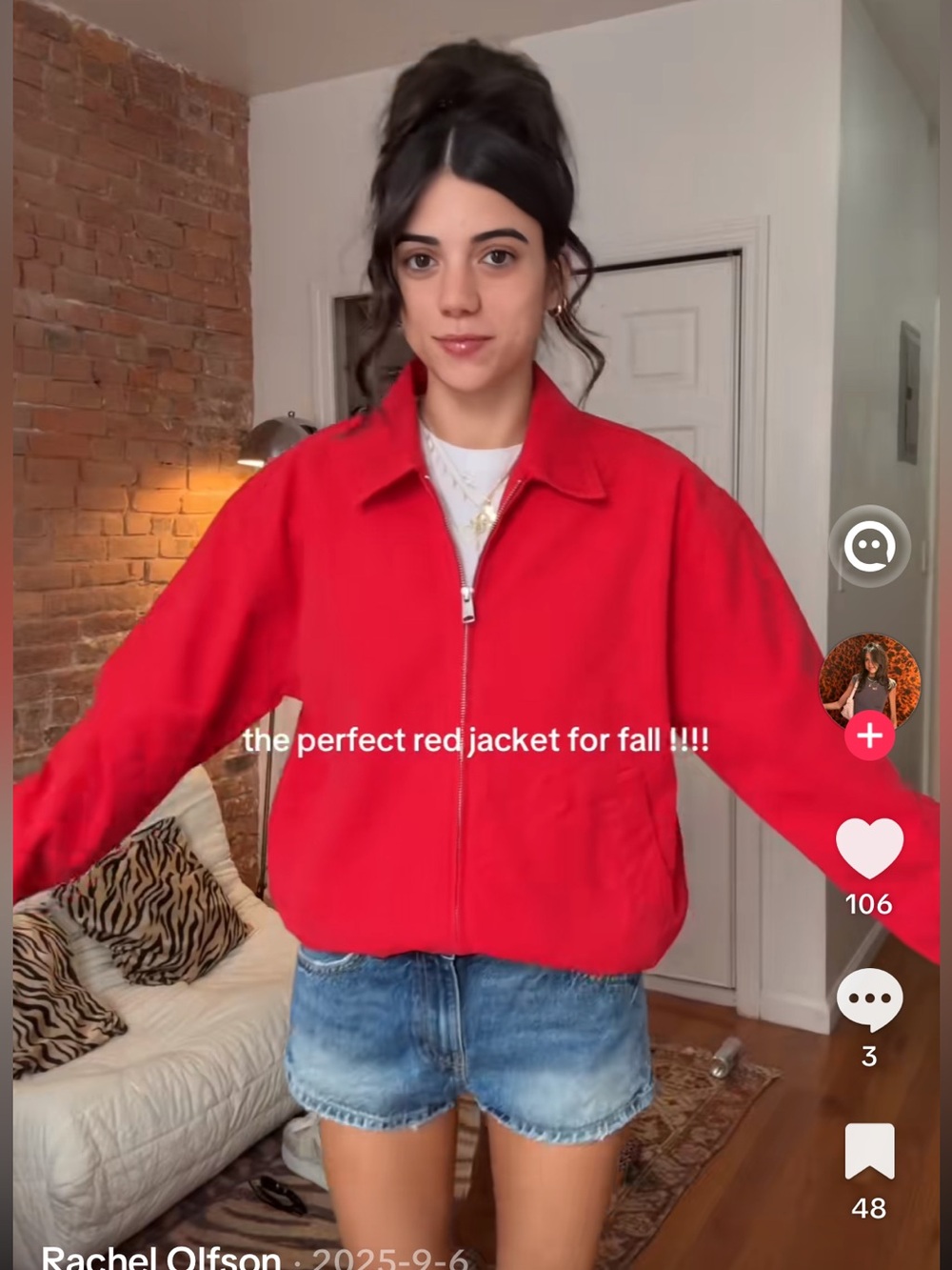 Aritzia TNA Caddie Red Zip-Front Jacket
